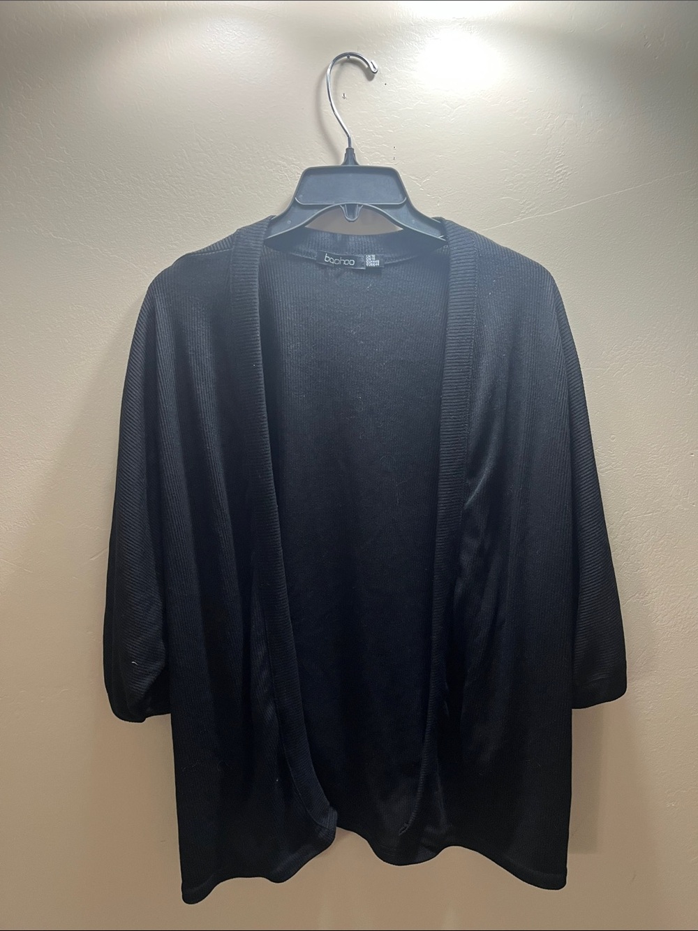 Boohoo Black Open-Front Lightweight Men's Cardigan